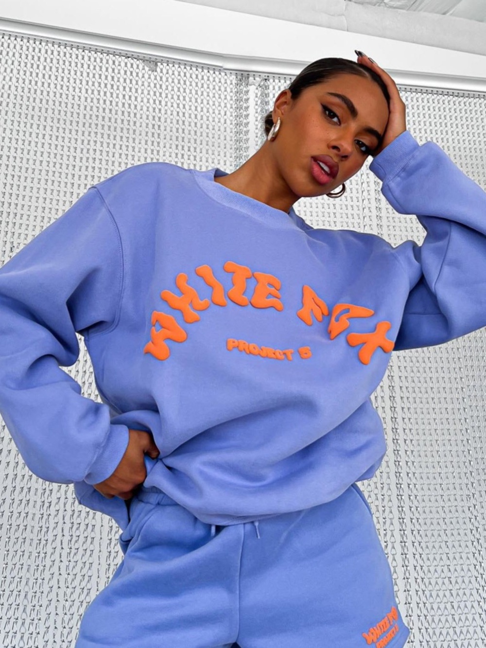 White Fox Grape Purple Oversized Sweatshirt with Orange Logo